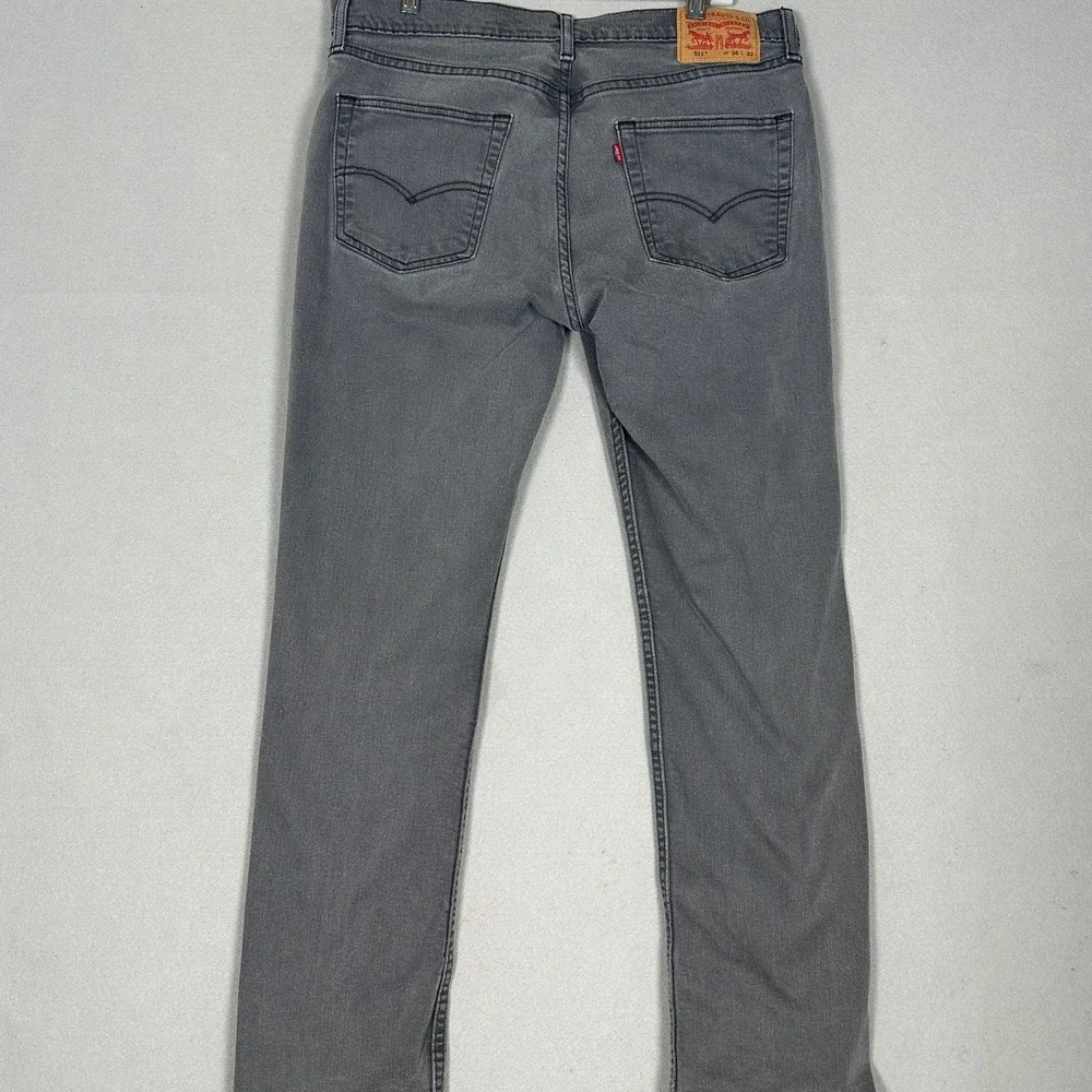 Levis 511 Jeans Mens 36X32 Grey Slim Fit Straight Distressed Stretch Denim Pants